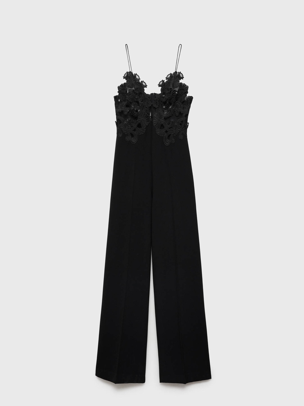 Mango Black Lace Spaghetti Strap Jumpsuit Size Small